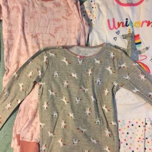 Set of 3 Unicorn Girls Pajamas: Size 10